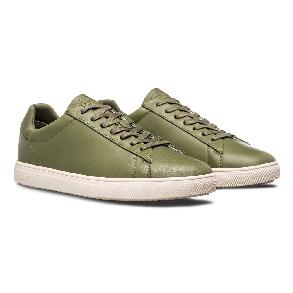 CLAE BRADLEY Shoes Mens USA439-M57 In Olive Leather